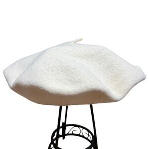 Parkhurst Classic Ivory Cream Wool Basque Beret One Size Unisex 11" Diameter